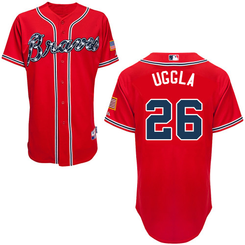 Dan Uggla #26 MLB Jersey-Atlanta Braves Men's Authentic 2014 Red Baseball Jersey